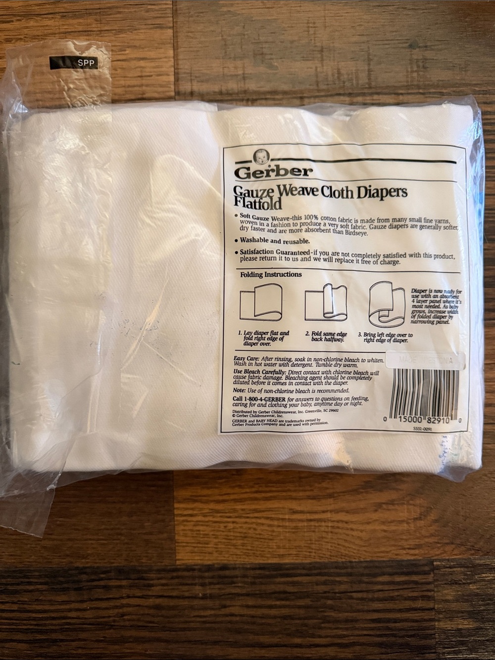 Gerber White Gauze Weave Cloth Diapers - 12 Flatfold Pack - Picture 2 of 2